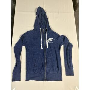 Nike Womens Sweatshirt Hoodie XS Full Zip Blue Heather Lightweight Swoosh Small